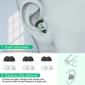 Jaydear Earplugs, Quiet Earplugs,2 Pair Silicone Ear Plugs, Super Soft & Reusable, Ear Plugs for Sleep, Noise Reduction, Work, Travel, 6 Ear Tips in S/M/L - 18dB Noise Cancelling